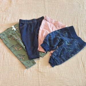 Set of 4 Carters Baby Pants in Green, Blue, and red striped